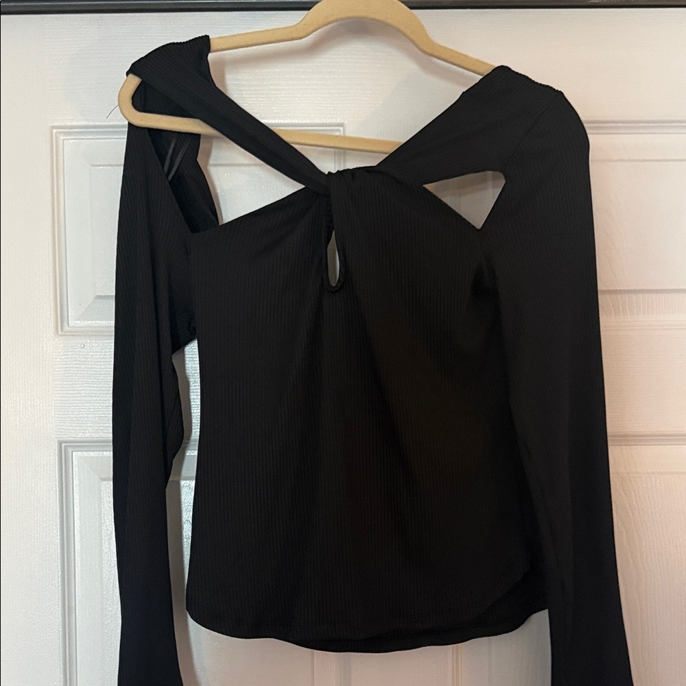 Anthropologie Black Twist Detail Blouse